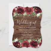 Rustic Red Roses Country Floral Wedding Kaart (Voorkant)