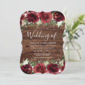 Rustic Red Roses Country Floral Wedding Kaart (Staand voorkant)