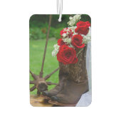 Rustic Red Roses en Cowboy Boots country Wedding Luchtverfrisser (Achterkant)