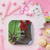 Rustic Red Roses en Cowboy Boots Western huwelijk Papieren Bordje (Feest)