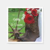 Rustic Red Roses en Cowboy Boots Western huwelijk Servetten (Voorkant)