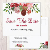 Rustic Red Roses Floral sparen de Datum aankondigi Briefkaart