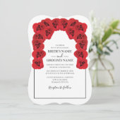 Rustic Red Roses Wedding Invitations Kaart (Staand voorkant)