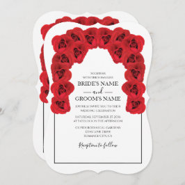 Rustic Red Roses Wedding Invitations Kaart