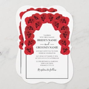 Rustic Red Roses Wedding Invitations Kaart
