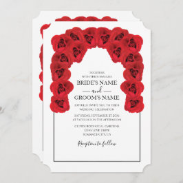 Rustic Red Roses Wedding Invitations Kaart