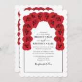 Rustic Red Roses Wedding Invitations Kaart (Voorkant / Achterkant)