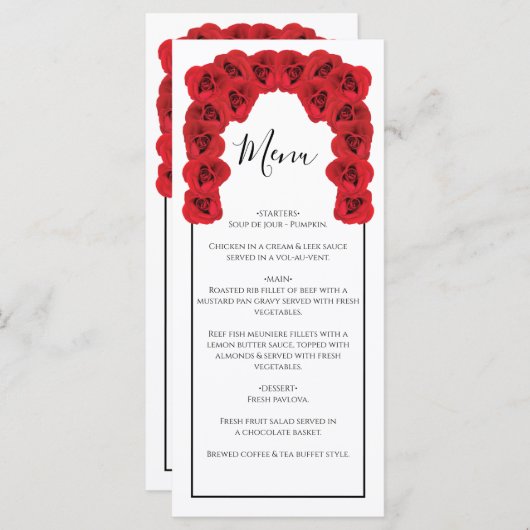 Rustic Red Roses Wedding Menu (Voorkant / Achterkant)