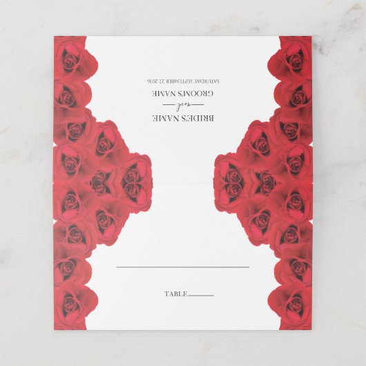 Rustic Red Roses Wedding Place Card Plaatskaartje (Buitenkant ongevouwen)