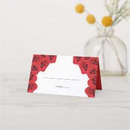 Rustic Red Roses Wedding Place Card Plaatskaartje