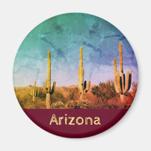 Rustic Red Saguaro Cactus Arizona Magneet