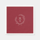 Rustic Red Simple Elegant Laurel Wreate Monogram Servet (Voorkant)