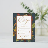 Rustic Red | Sinaasappel Floral Bouquet RSVP Brief Briefkaart (Staand voorkant)