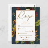 Rustic Red | Sinaasappel Floral Bouquet RSVP Brief Briefkaart (Voorkant / Achterkant)