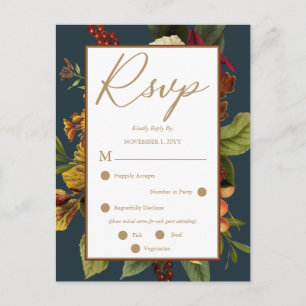Rustic Red   Sinaasappel Floral Bouquet RSVP Brief Briefkaart