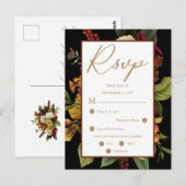 Rustic Red | Sinaasappel Floral Bouquet RSVP Brief Briefkaart (Voorkant / Achterkant)