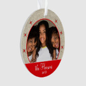 Rustic Red Snowflake Foto met kerstmis Ornament (voorkant)