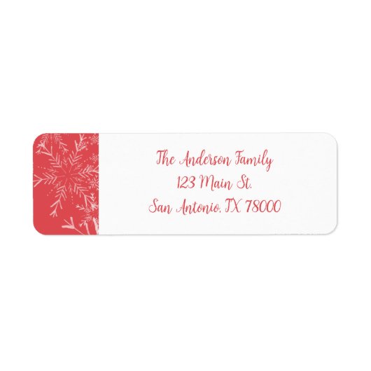 Rustic Red Snowflake Return-adres Etiket (Voorkant)