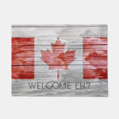 Rustic Red Stain Canada Vlag Maple Leaf Grey Wood Deurmat (Voorkant)