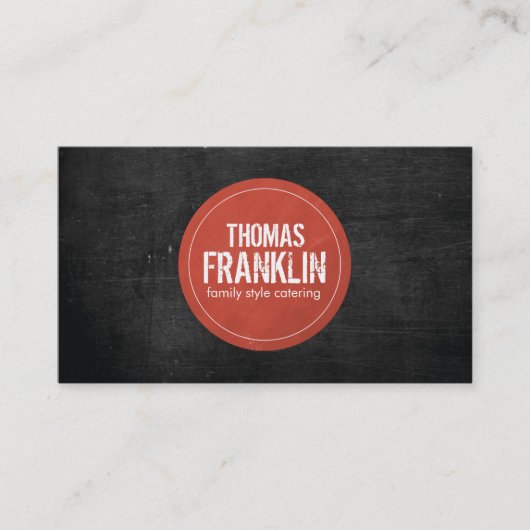 Rustic Red Stamped Logo II op zwarte houtnerf Visitekaartje (Voorkant)