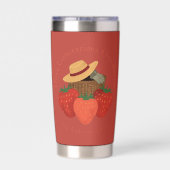 Rustic Red Strawberry Patch Family Recipe Tumbler Geïsoleerde Drinkbeker (Achterkant)