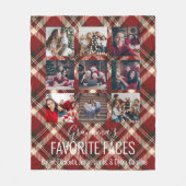 Rustic Red Tartan Aangepast 9 Foto Fleece Deken (Voorkant)