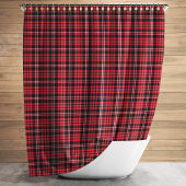 Rustic Red Tartan Plaid Pattern Douchegordijn