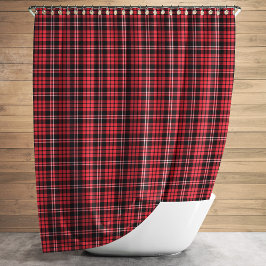 Rustic Red Tartan Plaid Pattern Douchegordijn