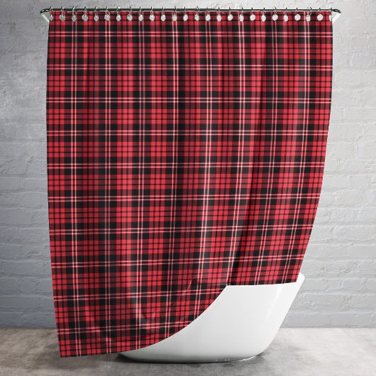 Rustic Red Tartan Plaid Pattern Douchegordijn