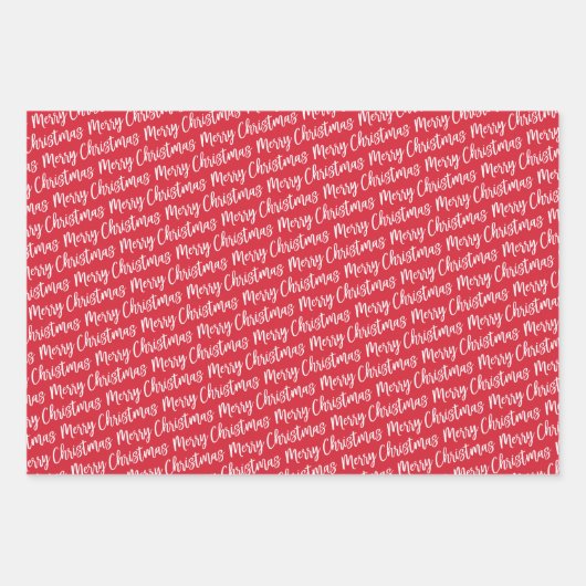 Rustic Red Tartan Pset Merry Kerstmis Pattern Inpakpapier Vel (Voorkant 2)