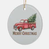 Rustic Red Truck Christmas Farmhouse Pine Tree Keramisch Ornament (Links)