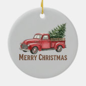 Rustic Red Truck Christmas Farmhouse Pine Tree Keramisch Ornament (Achterkant)