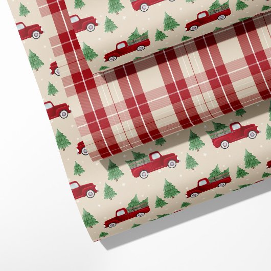 Rustic Red Truck & Christmas Plaid  Inpakpapier Vel