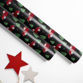 Rustic Red Truck Christmas Wrapping Paper on Black Cadeaupapier
