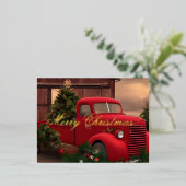 Rustic Red Truck en Trees Kerstmis Kaart (Staand Voorkant)