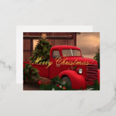 Rustic Red Truck en Trees Kerstmis Kaart (Voorkant / Achterkant)