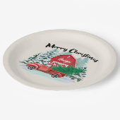 Rustic Red Truck Farmhouse Kerstmis op maat Papieren Bordje (Gekanteld)