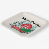 Rustic Red Truck Farmhouse Kerstplein Papieren Bordje (Gebogen)