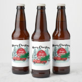 Rustic Red Truck Farmhouse kerstwit Bier Etiket (Flessen)