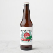 Rustic Red Truck Farmhouse kerstwit Bier Etiket (Voorkant)