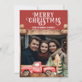 Rustic Red Truck Foto Feestdagenkaart (Voorkant)