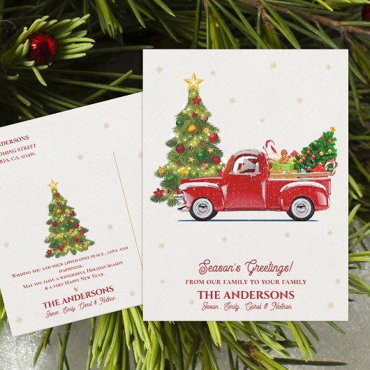 Rustic Red Truck Kerstboom seizoen Groeten Briefkaart