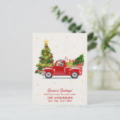 Rustic Red Truck Kerstboom seizoen Groeten Briefkaart (Staand voorkant)