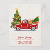 Rustic Red Truck Kerstboom seizoen Groeten Briefkaart (Voorkant)