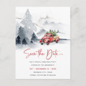 Rustic Red Truck Kerstfeest Save the Date Feestdagenkaart (Voorkant)