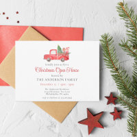 Rustic Red Truck Kerstmis Open Huis Uitnodiging