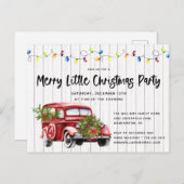 Rustic Red Truck & Lights Kerstfeest Uitnodigen Briefkaart (Voorkant / Achterkant)
