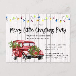 Rustic Red Truck & Liight Kerstparty Invite Briefkaart