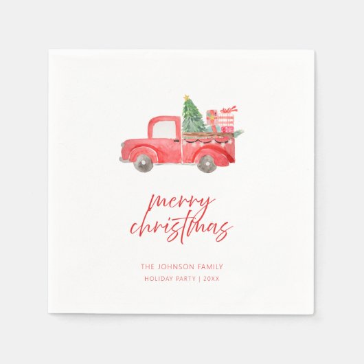 Rustic Red Truck Merry Christmas Holiday Party Servet (Voorkant)