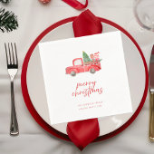 Rustic Red Truck Merry Christmas Holiday Party Servet